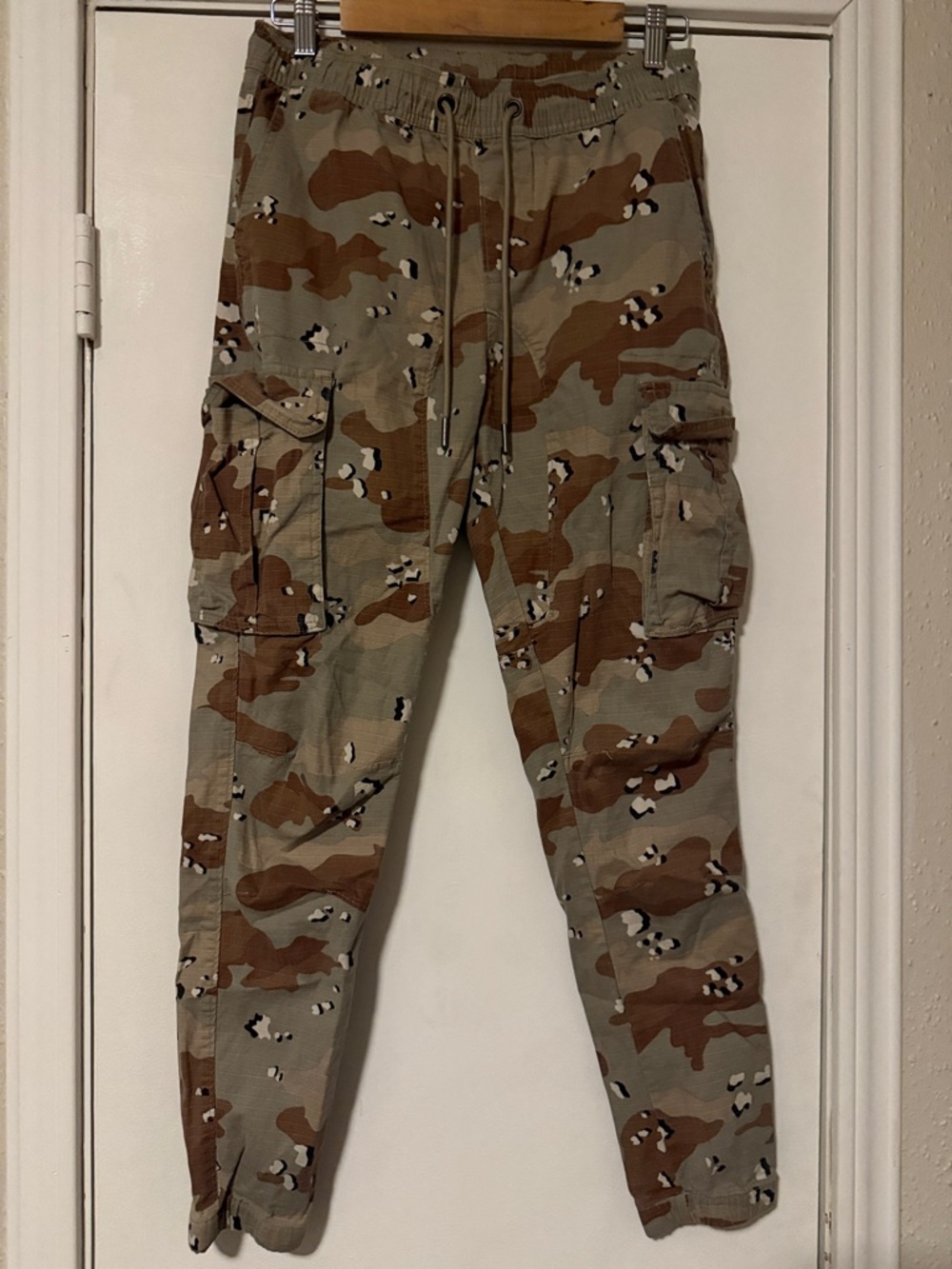 2/$20 Men's Camo Cargo Joggers - Tan & Green